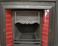 Antique Edwardian Old Reclaimed Tiled Cast Iron Fireplace Insert