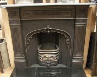 Old Antique Aesthetic Movement Reclaimed Original Cast Iron Fireplace Surround Mantel