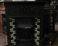 Antique Original Old Victorian Reclaimed Tiled Cast Iron Combination Fireplace