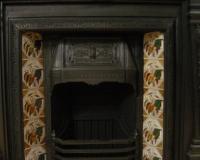 Original Antique Arts and Crafts Tiled Cast Iron Fireplace Insert