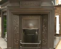 Antique Old Reclaimed Art Nouveau Tiled Cast Iron Combination Fireplace