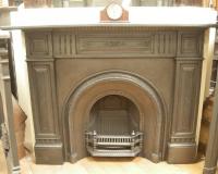 Antique Arts & Crafts Reclaimed Original Cast Iron Fireplace Surround Mantel