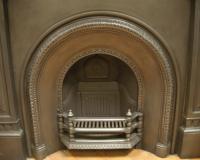 Antique Reclaimed Victorian Original Arched Cast Iron Fireplace Insert