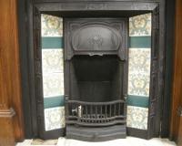 Antique Art Nouveau Tiled cast Iron fireplace Insert