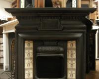 Original Reclaimed Antique Victorian Tiled Cast Iron Combination Fireplace   