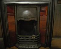 Antique Reclaimed Old Edwardian Tiled Cast Iron Fireplace Insert 