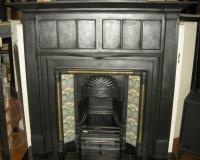 Reclaimed Antique Arts and Crafts Cast Iron Fireplace Surround Mantel