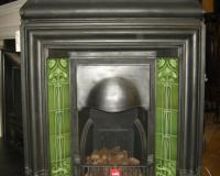 Antique Edwardian tiled cast iron combination fireplace.