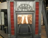 Antique Art Nouveau Cast Iron Combination Fireplace