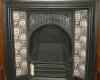 Antique Aesthetic Movement Tiled Cast Iron Fireplace Insert