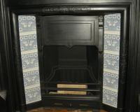 Edwardian Arts and Crafts Tiled Cast Iron Fireplace Insert