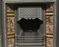 Original Aesthetic Movement Tiled Cast Iron Fireplace Insert