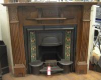 Carved Oak Victorian Fireplace Surround Mantel