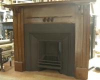 Antique Oak Aets And Crafts Fireplace Surround Mantel