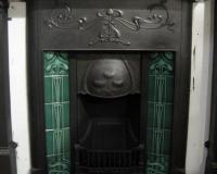 Art Nouveau Tiled Cast Iron Combination Fireplace