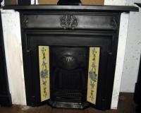 Antique Art nouveau Tiled Cast Iron combination Fireplace