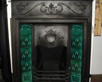 Original Art Nouveau Tiled Cast Iron Fireplace