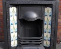 Original Art Nouveau Tiled Cast Iron Combination Fireplace