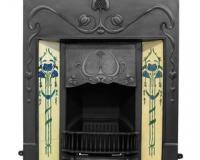 Valentine Art Nouveau Tiled Cast Iron Combination Fireplace 