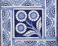 Aesthetic Movement Blue Sunflower Fireplace Tiles