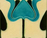 Art Nouveau Turquoise Tulip Fireplace Tiles