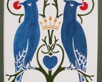Arts & Crafts Voysey Love Birds and Heart Fireplace Tiles