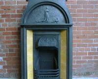 Antique Arts & Crafts Tiled Cast Iron Combination Fireplace