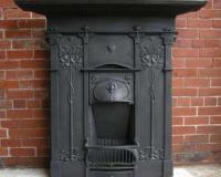 Antique Arts & Crafts Cast Iron Combination Fireplace