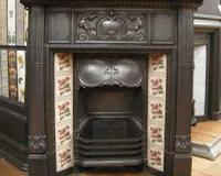 Antique Reclaimed Original Art Nouveau Cast Iron Combination Fireplace