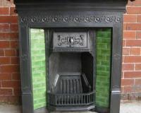 Art Nouveau Cast Iron Tiled Fireplace 