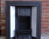 Antique Art Nouveau Tiled Cast Iron Fireplace Insert