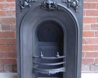 Antique Early Victorian Arched Cast Iron Fireplace Insert
