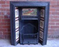Antique Aesthetic Movement Cast Iron Tiled Fireplace Insert