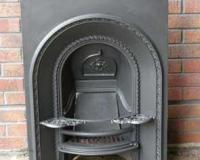 Antique Early Victorian Arched Cast Iron Fireplace Insert
