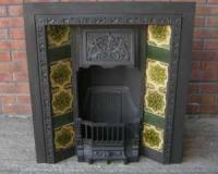 Antique Victorian Cast Iron Tiled Fireplace Insert