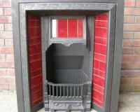 Antique Edwardian Cast Iron Tiled Fireplace Insert