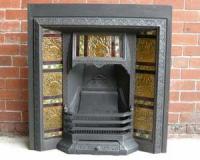 Antique Victorian Tiled Cast Iron Fireplace Insert