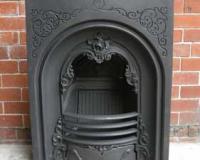 Antique Early Victorian Arched cast Iron Fireplace Insert