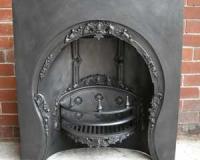 Original Antique Victorian Cast Iron Horseshoe Fireplace Insert