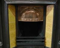 Reclaimed Arts and Crafts cast iron fireplace with Copper Hood