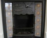 i189 Arts and Crafts Tiled Cast Iron Fireplace Insert