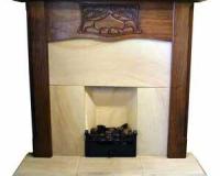 Royale Carved Walnut Nouveau Fireplace Surround