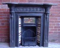 Antique Aesthetic Movement Cast Iron Fireplace Surround