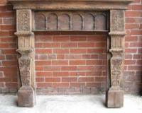 Antique Victorian Carved Oak Fireplace Surround