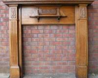 Antique Art Nouveau Carved Oak Fireplace Surround