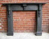 Antique Victorian Gothic Cast Iron Fireplace Surround