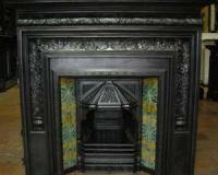 Antique Arts & Crafts Cast Iron Fireplace Surround