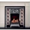 Tulip Tiles Art Nouveau Cast Iron Fireplace Insert