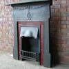 Antique Art Nouveau Cast Iron Tiled Combination Fireplace