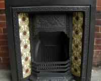 Original Arts & Crafts Tiled Cast Iron Fireplace Insert